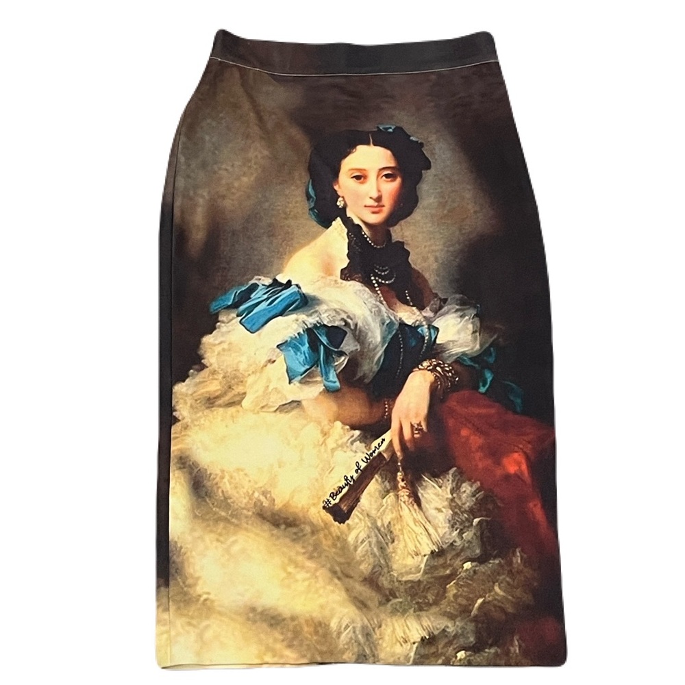 TENAX countess portrait oil painting pencil skirt, size 42